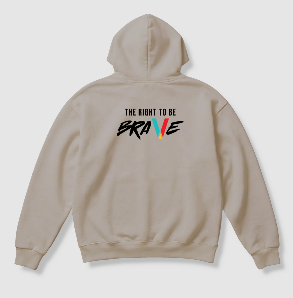 Swenka The Right To Be BRAVE beige heavyweight hoodie