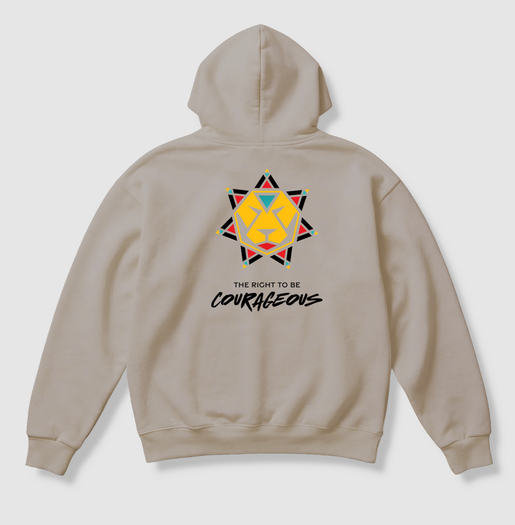 Swenka The Right To Be COURAGEOUS beige heavyweight hoodie