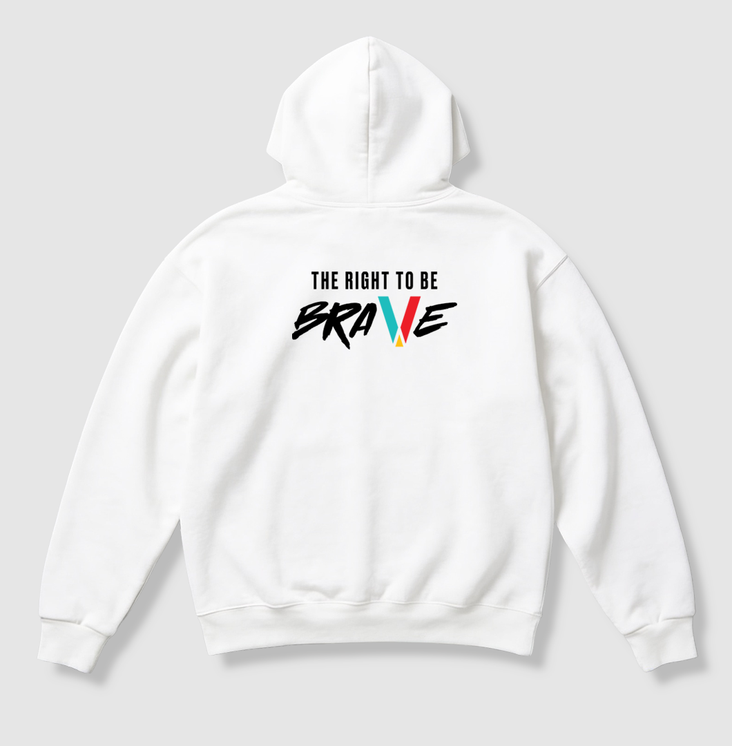 Swenka The Right To Be BRAVE white heavyweight hoodie