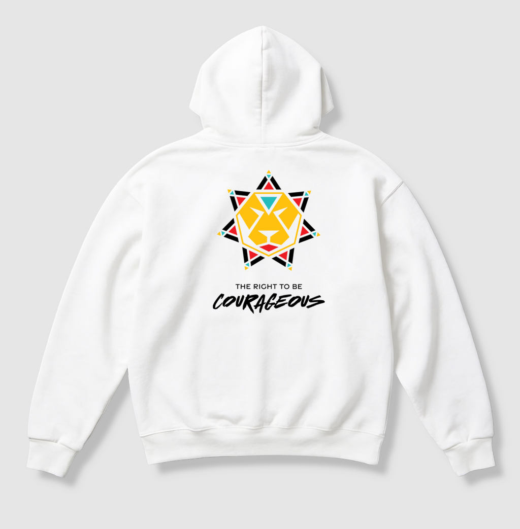 Swenka The Right To Be COURAGEOUS white heavyweight hoodie