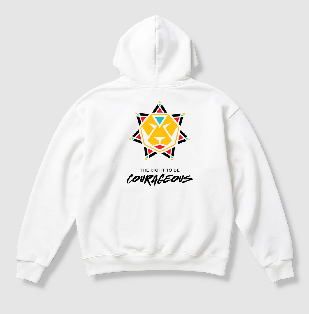 Swenka The Right To Be COURAGEOUS white heavyweight hoodie