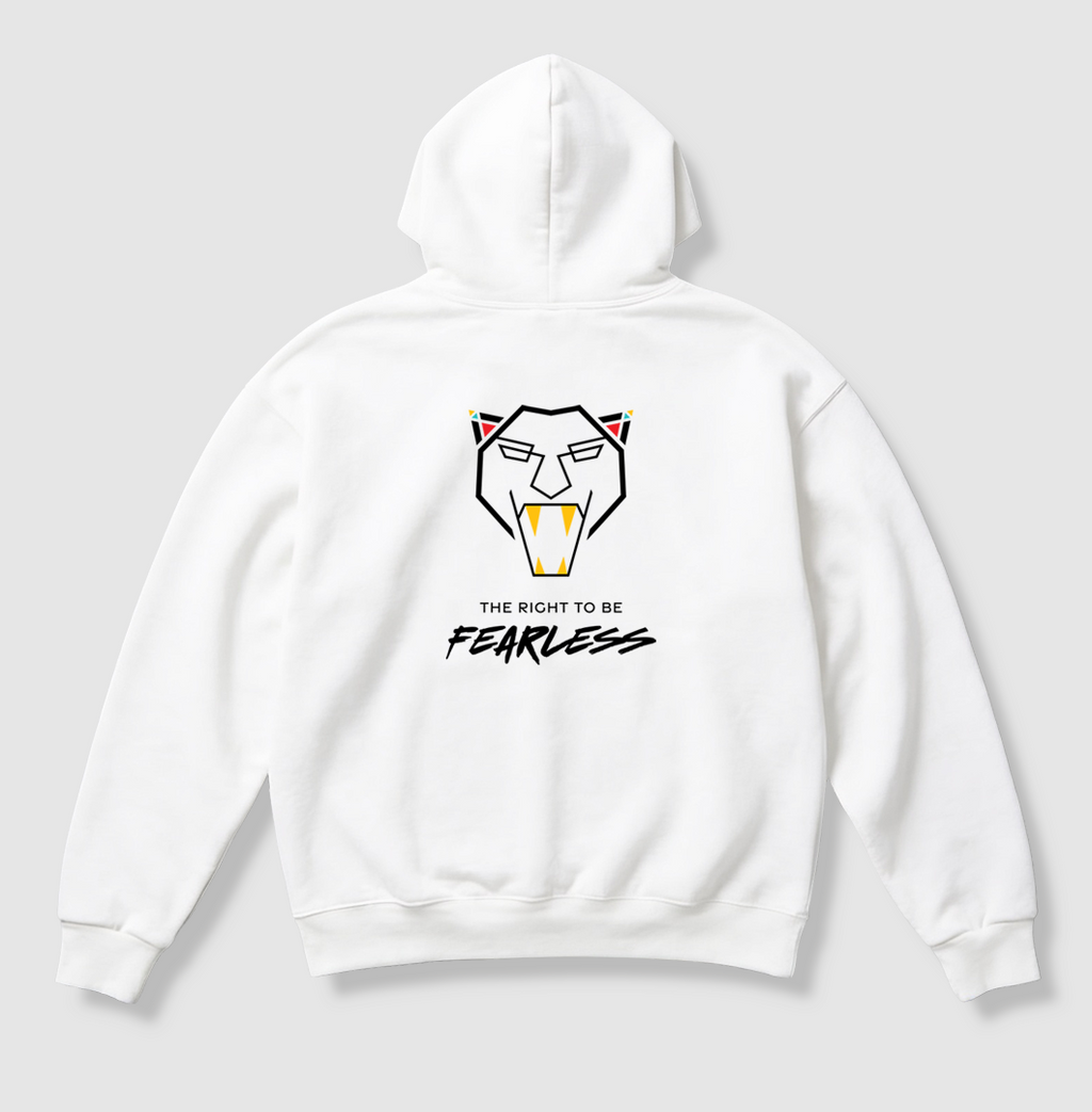 Swenka The Right To Be FEARLESS white heavyweight hoodie
