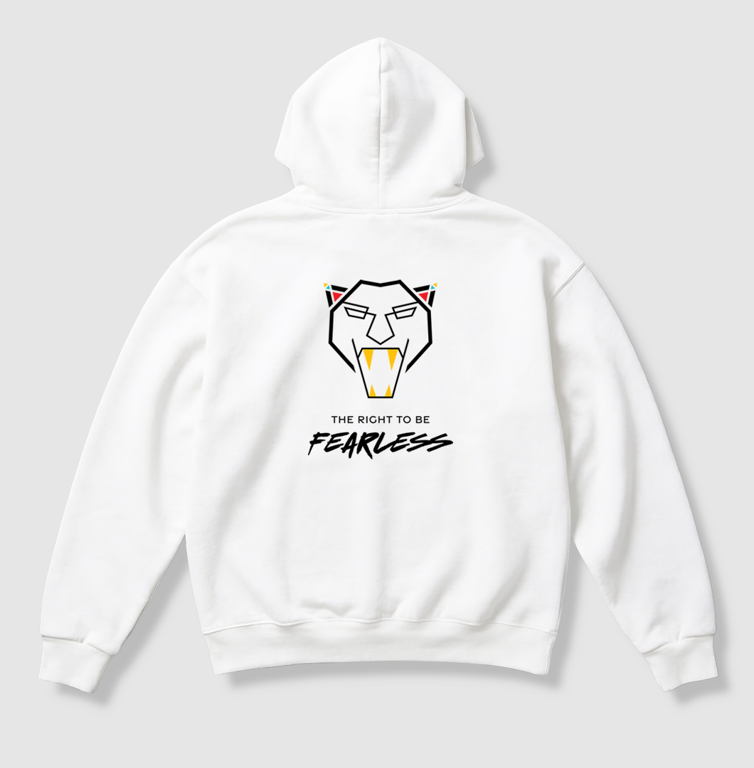 Swenka The Right To Be FEARLESS white heavyweight hoodie