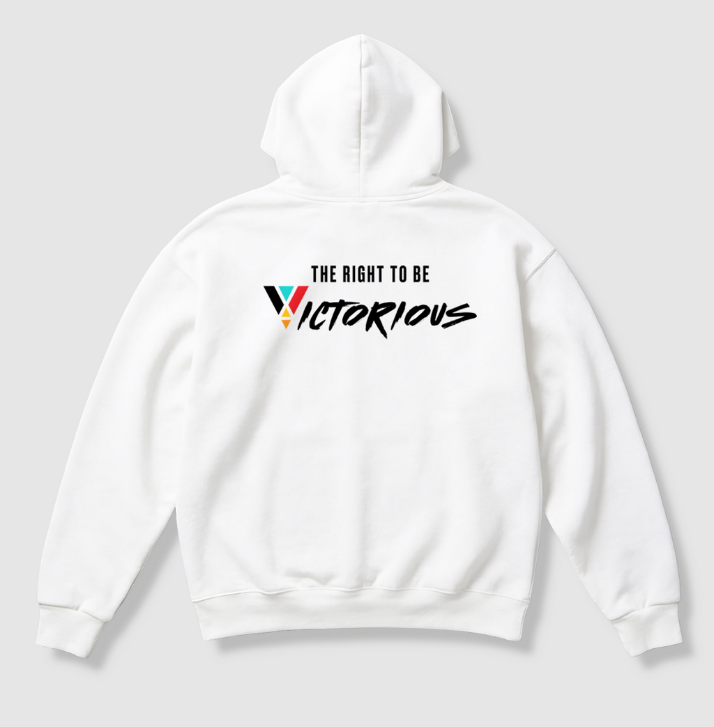 Swenka The Right To Be VICTORIOUS white heavyweight hoodie