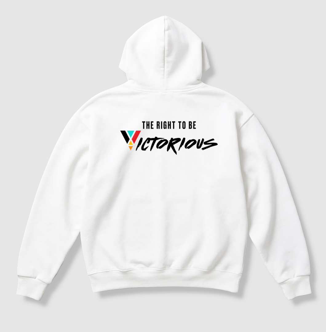 Swenka The Right To Be VICTORIOUS white heavyweight hoodie