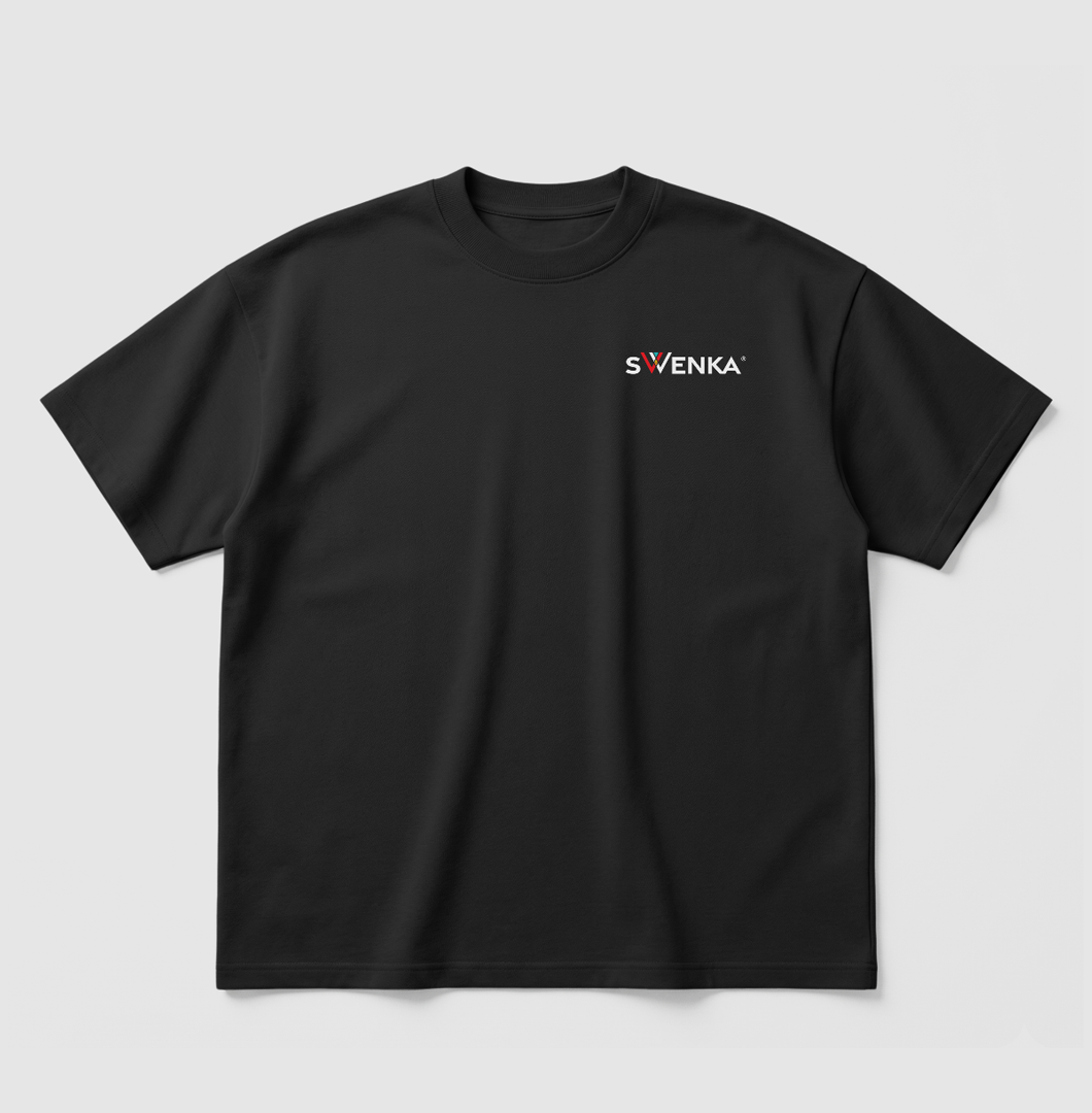 Black t-shirt with Swenka logo on the chest
