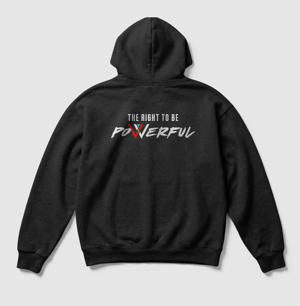 Swenka The Right To Be POWERFUL black heavyweight hoodie