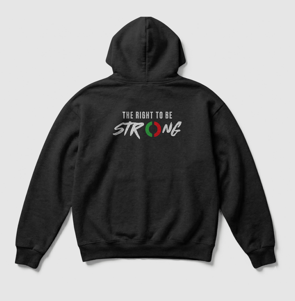 Swenka The Right To Be STRONG black heavyweight hoodie