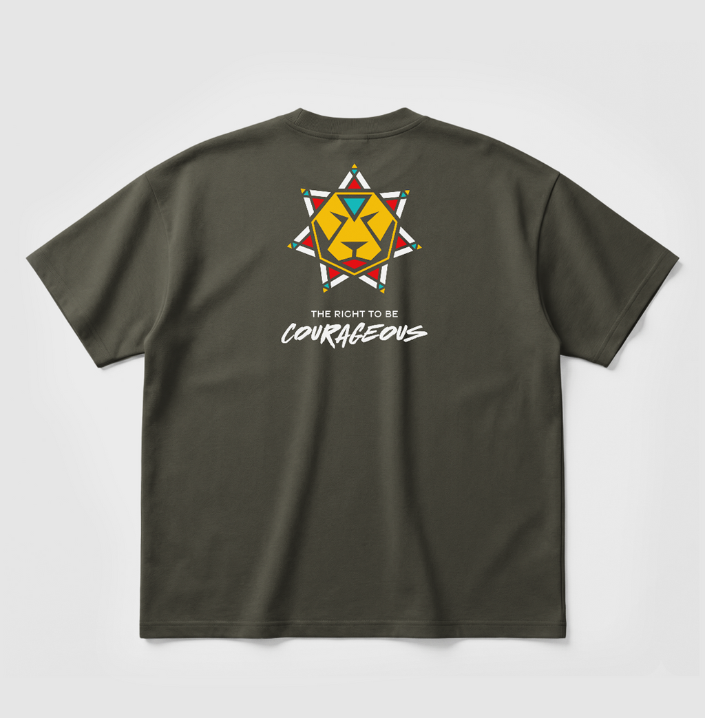 Swenka The Right To Be COURAGEOUS khaki oversized T-shirt