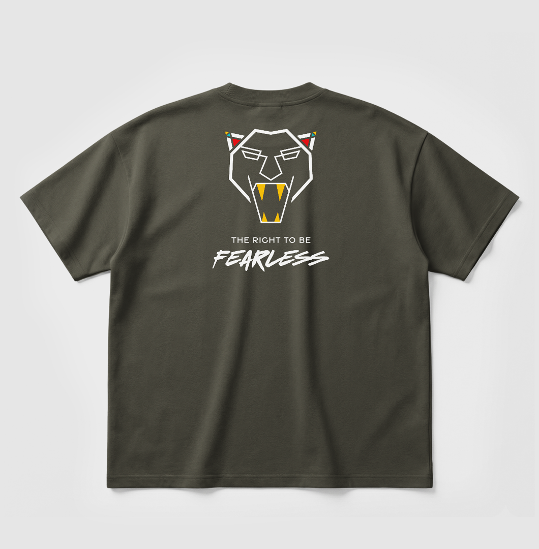 Swenka The Right To Be FEARLESS khaki oversized T-shirt