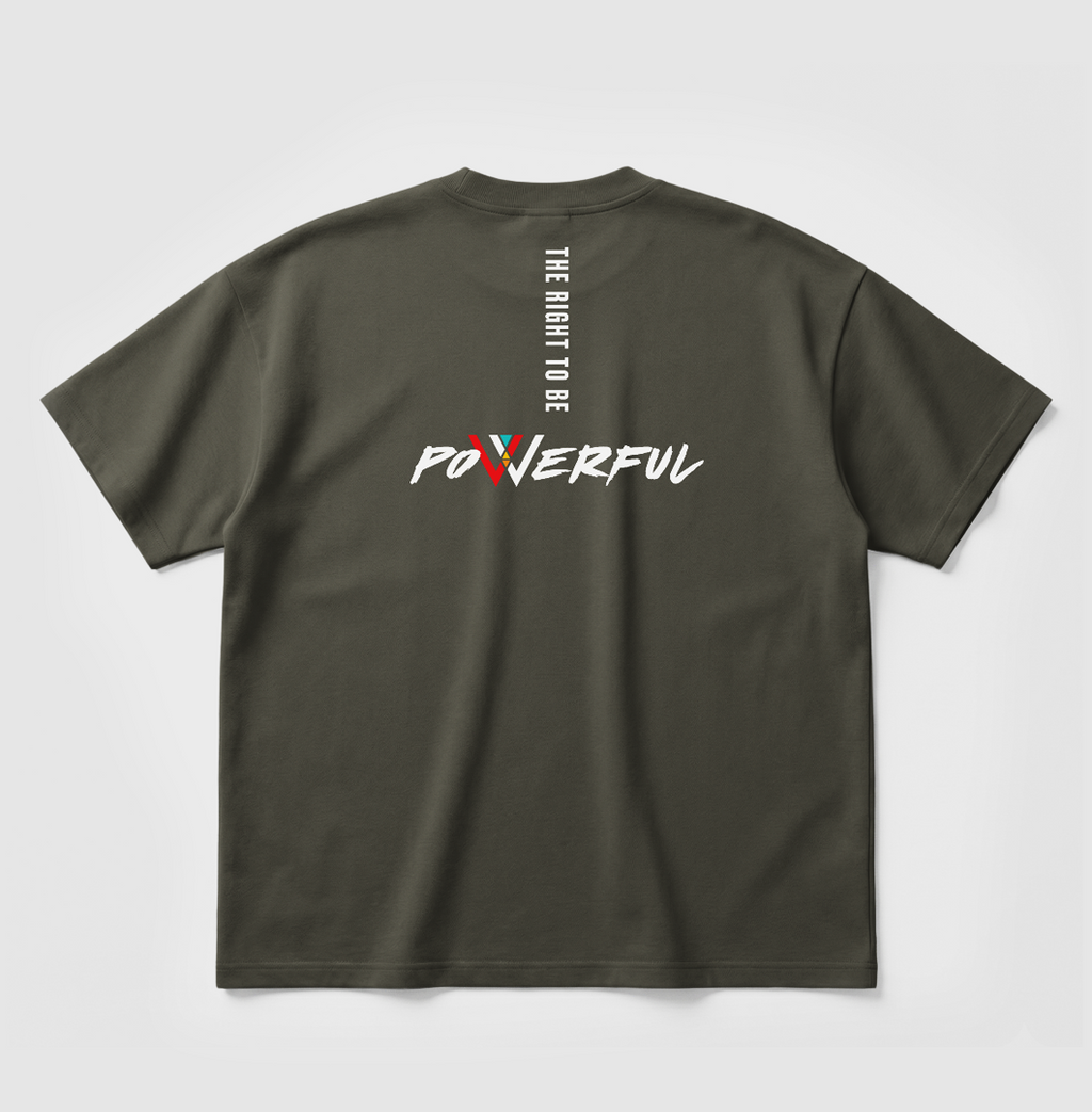 Swenka The Right To Be POWERFUL khaki oversized T-shirt