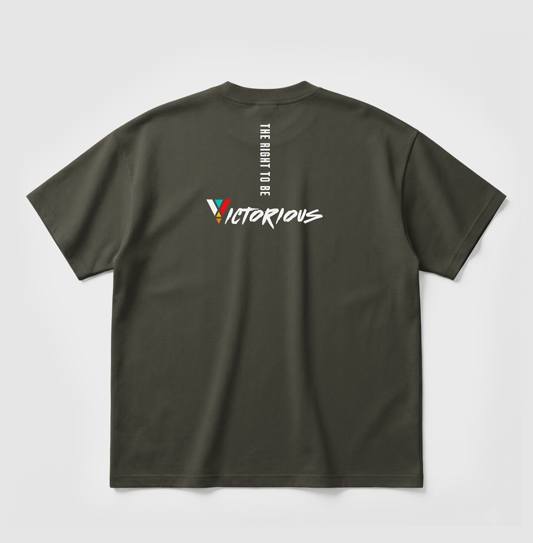 Swenka The Right To Be VICTORIOUS khaki oversized T-shirt