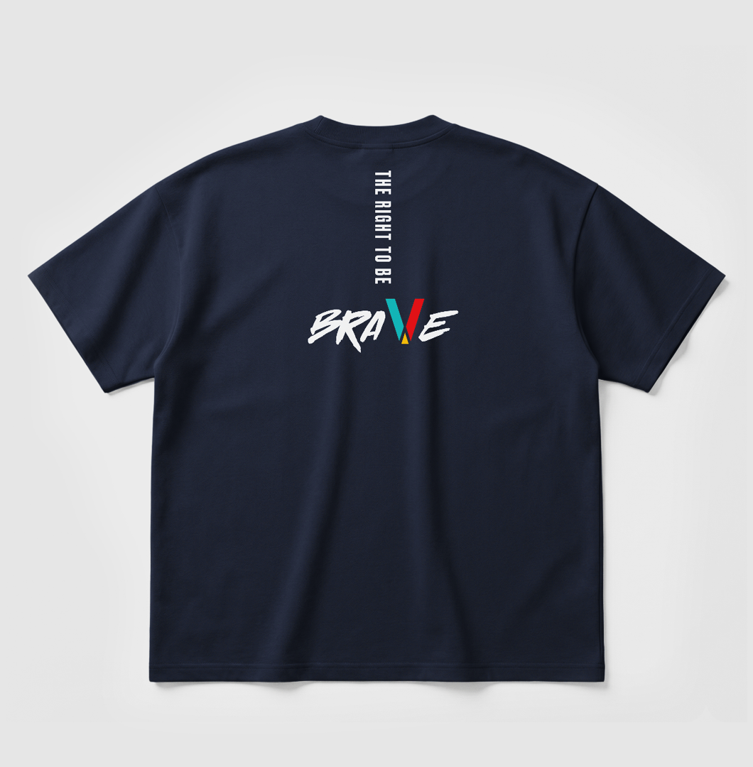 Swenka The Right To Be BRAVE navy oversized T-shirt