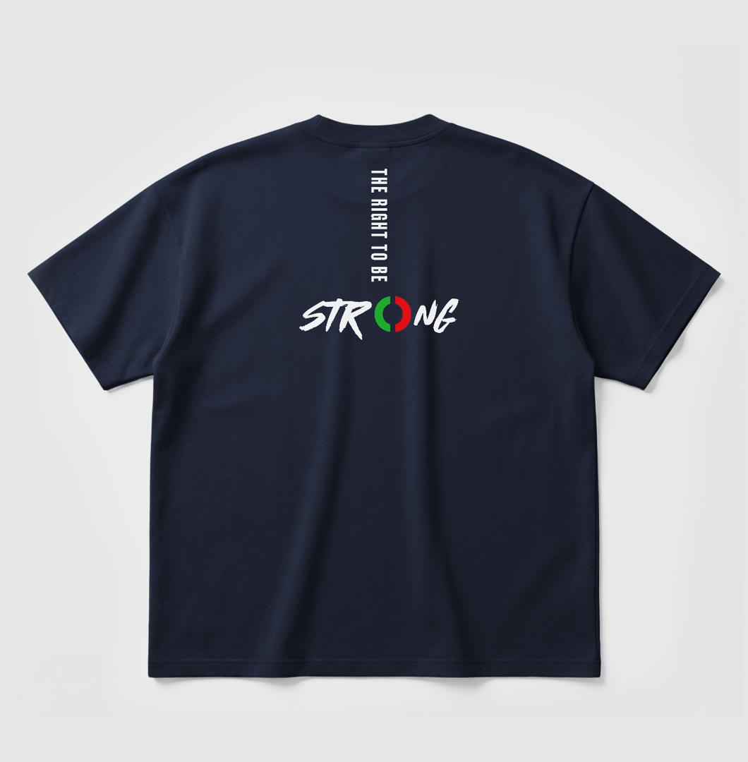 Swenka The Right To Be STRONG navy oversized T-shirt