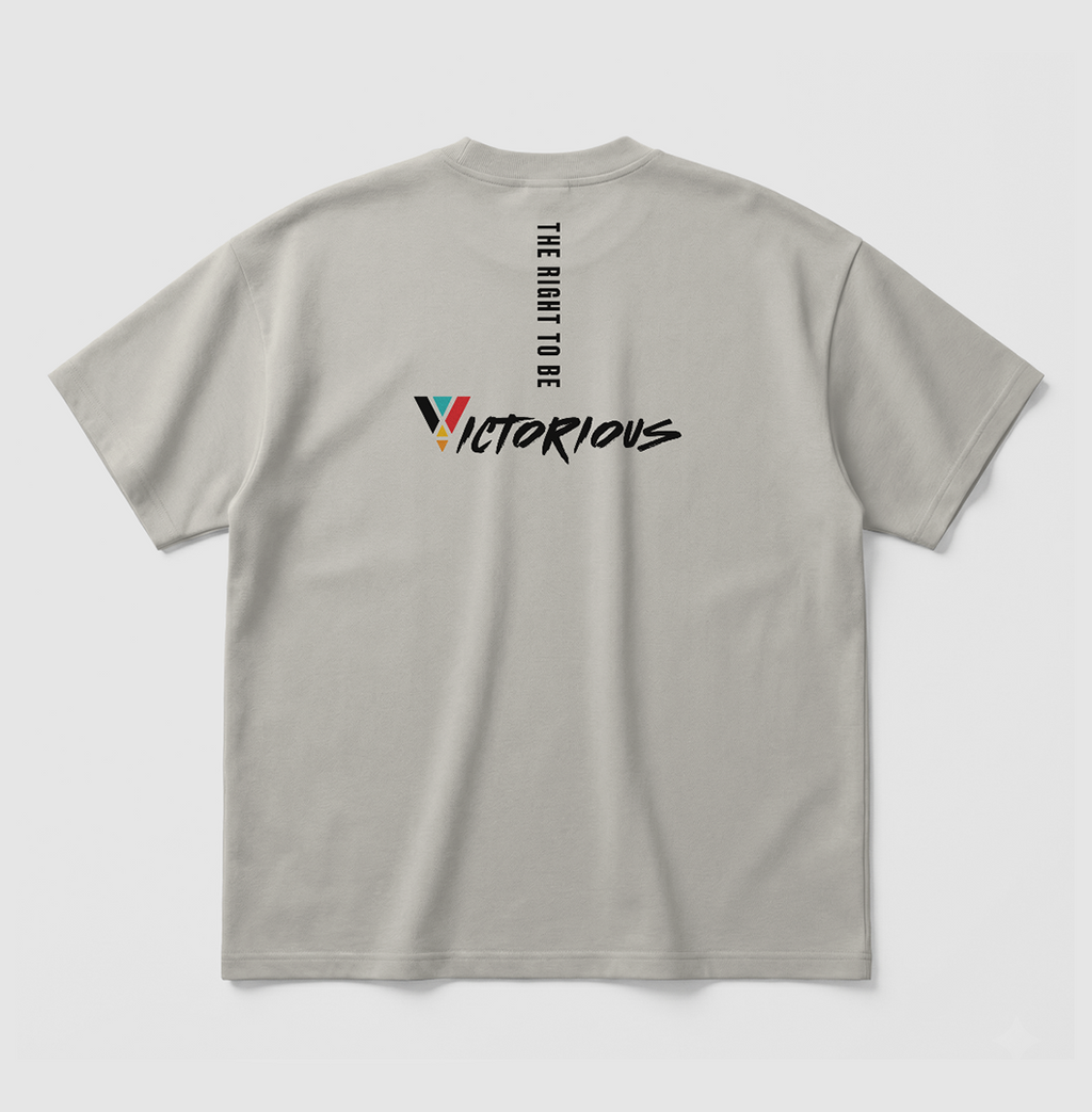 Swenka The Right To Be VICTORIOUS beige oversized T-shirt