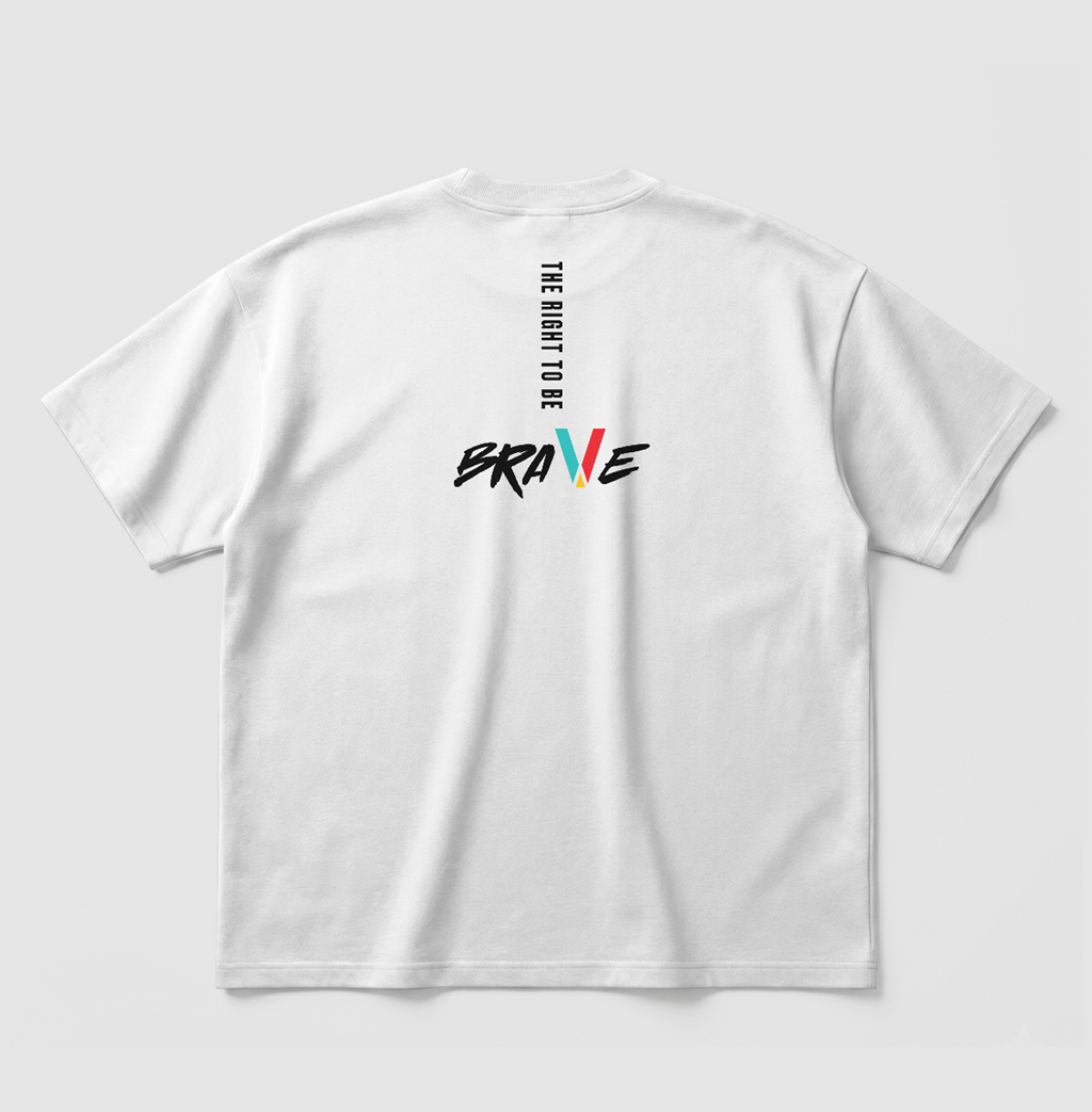 Swenka The Right To Be BRAVE white oversized T-shirt