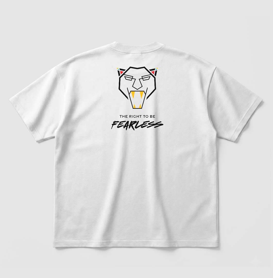 Swenka The Right To Be FEARLESS white oversized T-shirt