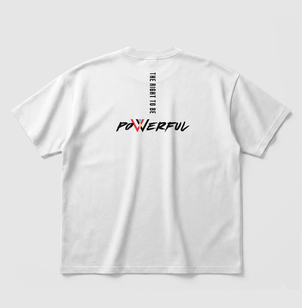 Swenka The Right To Be POWERFUL white oversized T-shirt