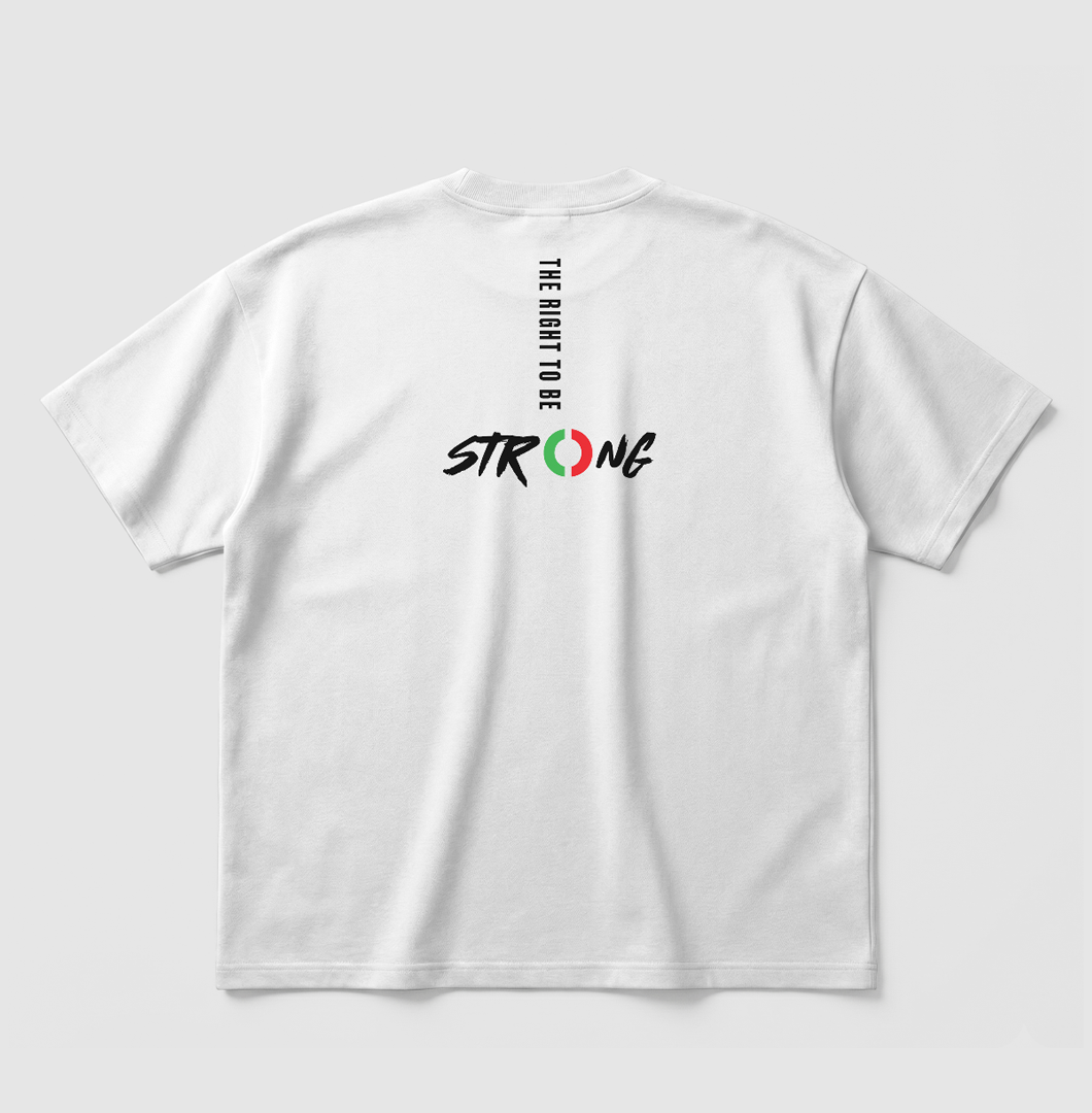 Swenka The Right To Be STRONG white oversized T-shirt