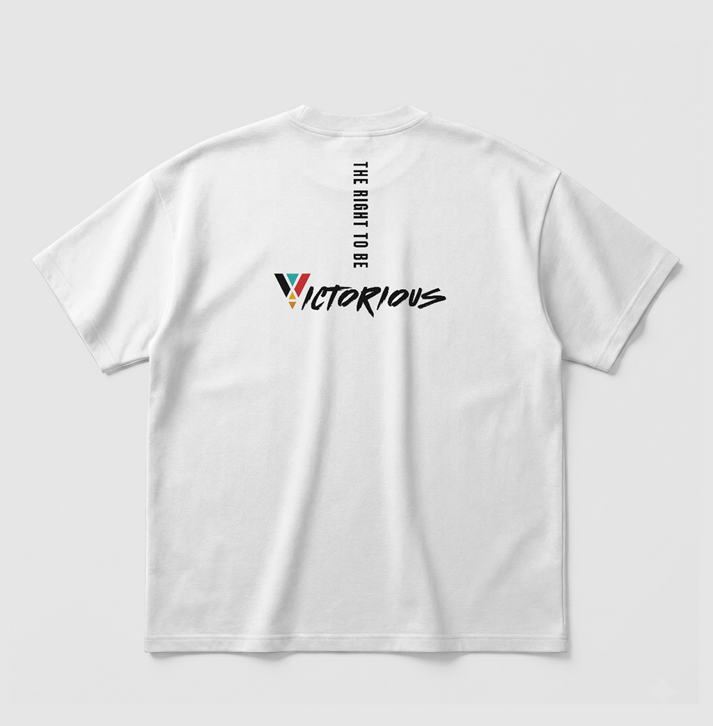 Swenka The Right To Be VICTORIOUS white oversized T-shirt